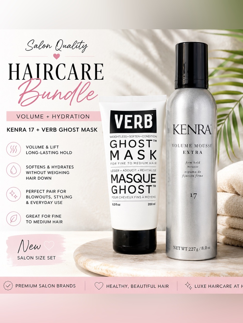 Kenra 17 + VERB Ghost Mask Haircare Bundle New Salon Size Sets